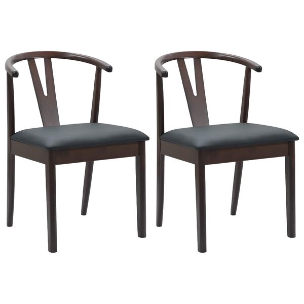 vidaXL Dining Chair 2 pcs Light Brown and Black Solid Rubber Wood