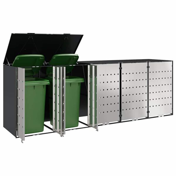vidaXL Wheelie Bin Storage for 5 Bins Anthracite 340 x 77.5 x 115.5 cm