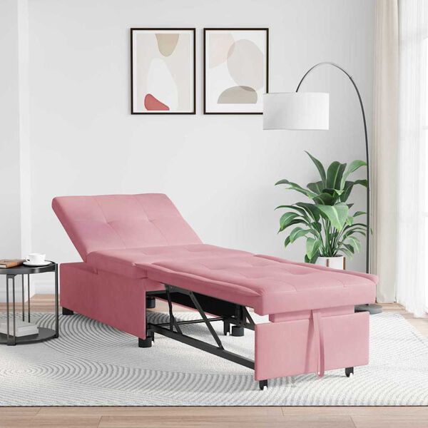 vidaXL Sofa Bed Pink 67 x 194 x 38 cm Velvet