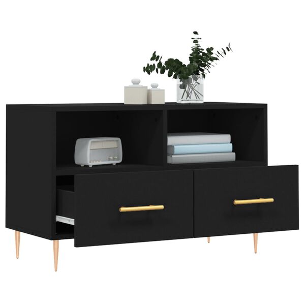 vidaXL TV Cabinet Black 80x36x50 cm Engineered Wood