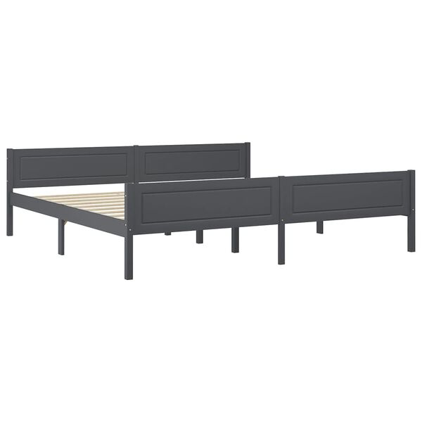 vidaXL Bed Frame without Mattress Dark Grey Solid Wood Pine 200x200 cm (322130+2x321990)