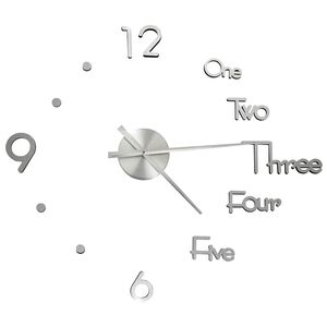 vidaXL 3D Wall Clock Modern Design Silver 100 cm XXL