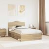 vidaXL Bed Frame with Headboard Sonoma 120 x 200 cm Solid Pine Wood