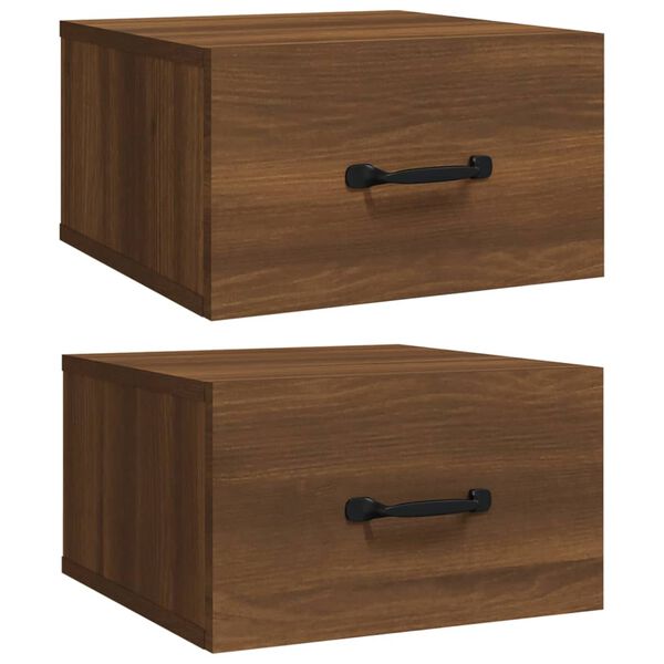 vidaXL Wall-mounted Bedside Cabinets 2 pcs Brown Oak 35x35x20 cm