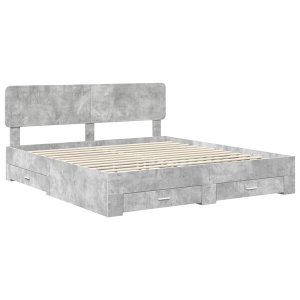 vidaXL Bed Frame Concrete Grey 200 x 200 cm Engineered Wood