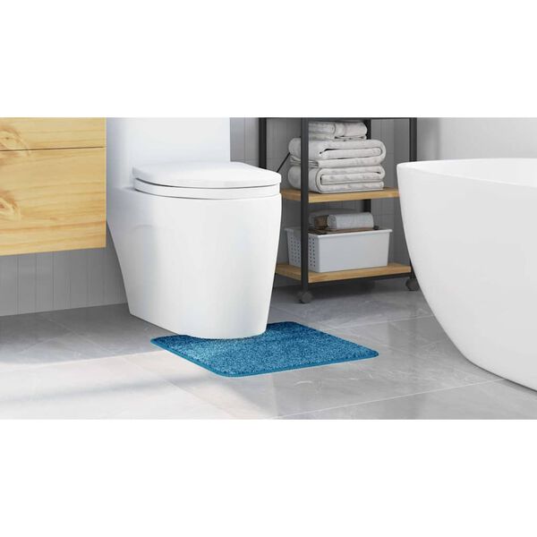 vidaXL Anti-slip Bath Mat with Toilet Cut Blue 50 x 50 cm PP