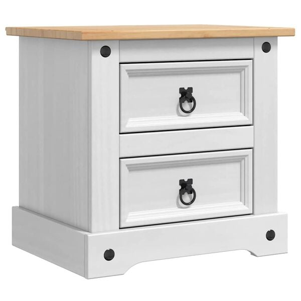 vidaXL Bedside Table with Drawer White 53 x 39 x 47 cm Solid Pine Wood