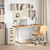 vidaXL Desk White and Light Brown 140 x 60 cm Solid Oak Wood