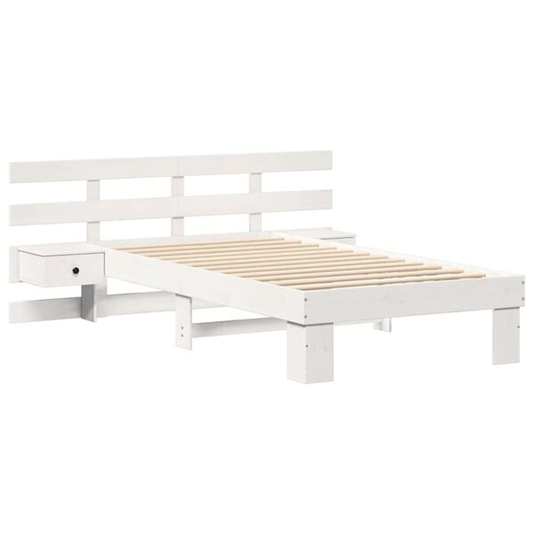 vidaXL Bed Frame with Headboard White 75 x 190 cm Solid Pine Wood