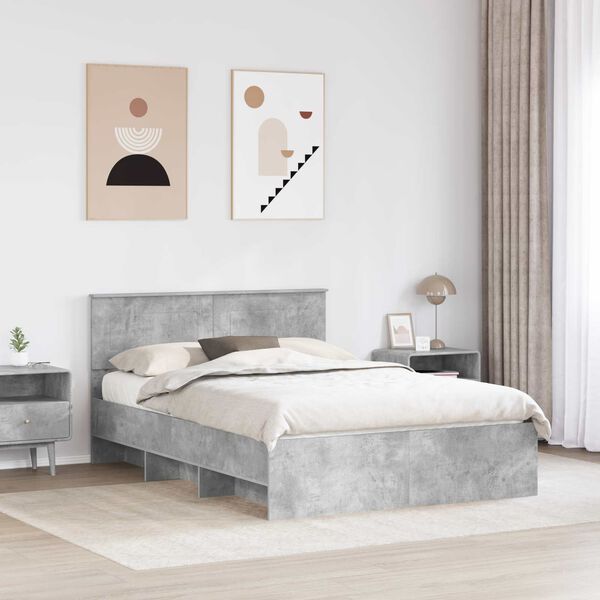 vidaXL Bed Frame Concrete Grey 140 x 200 cm Engineered Wood