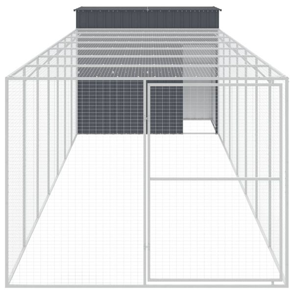 vidaXL Dog House with Run Anthracite 214x865x181 cm Galvanised Steel