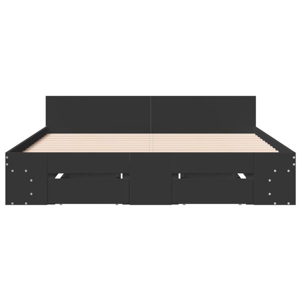 vidaXL Bed Frame with Drawers without Mattress Black 140x200 cm