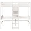 vidaXL Loft Bed Frame with Desk and Shelves White 90x200cm Solid Wood Pine