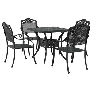 vidaXL Garden Table Set 5 pcs Black Cast Aluminium