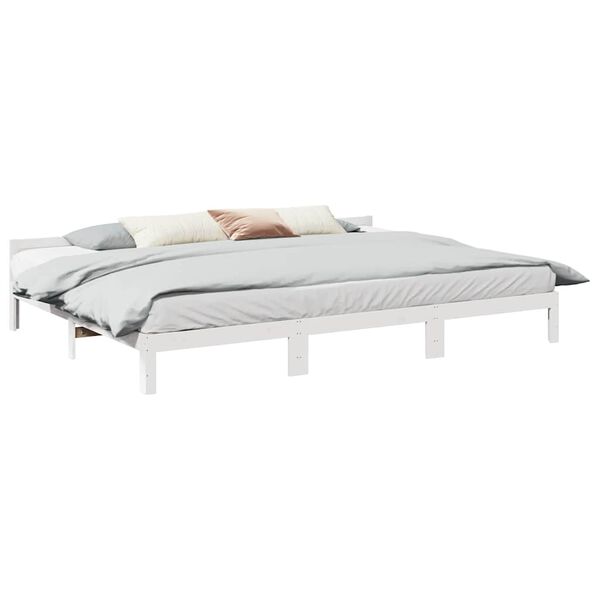 vidaXL Family Bed Frame No Mattress White 240x200 cm Solid Wood Pine