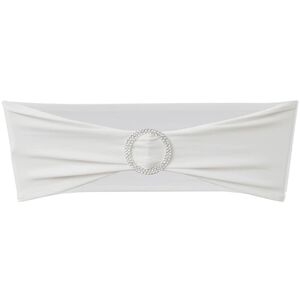 vidaXL 25 pcs Cream Stretchable Decorative Chair Band with Diamond Buckle