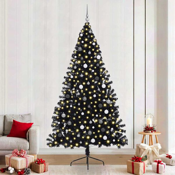 vidaXL Artificial Pre-lit Christmas Tree Black 240 cm PVC