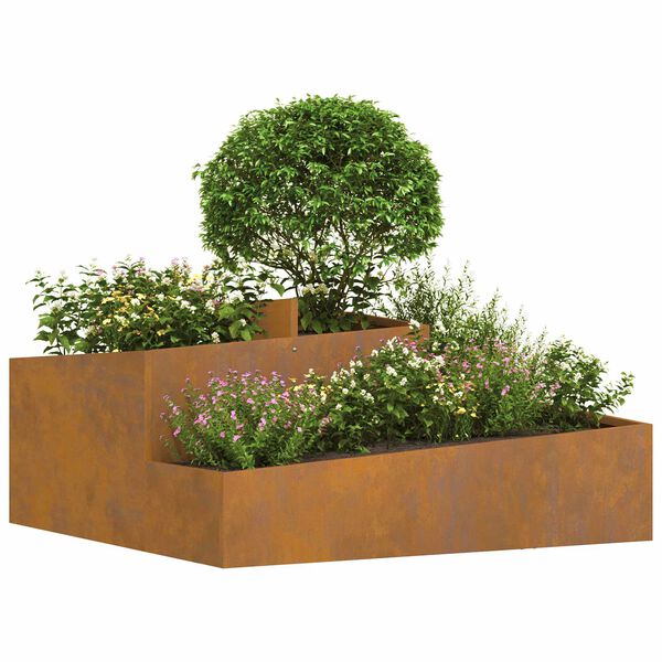 vidaXL Garden Planter Brown 100 x 100 x 50 cm Weather Steel