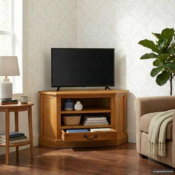 vidaXL CornerTVCabinet Natural 79 x 40 x 46 cm Solid Mahogany Wood