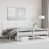 vidaXL Metal Bed Frame without Mattress with Footboard White 193x203cm
