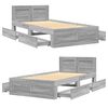 vidaXL Bed Frame with Headboard without Mattress Concrete Grey 75x190 cm Small Single