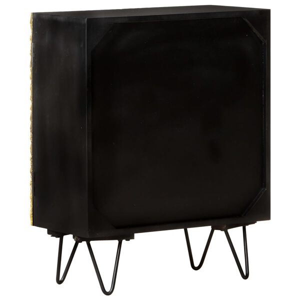 vidaXL Sideboard with Brass Front 60x30x74 cm Solid Mango Wood