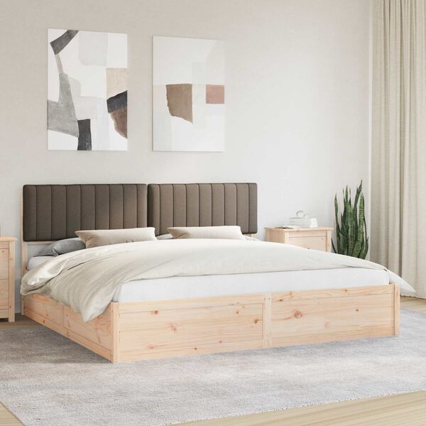 vidaXL Bed Frame with Upholstered Headboard Taupe 200 x 200 cm