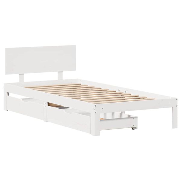 vidaXL Bed Frame with Drawers without Mattress White 100x200 cm