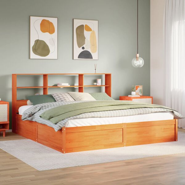 vidaXL Bed Frame without Mattress Wax Brown 180x200 cm Super King Solid Wood Pine