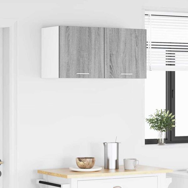 vidaXL Hanging Cabinet with Door Grey Sonoma and White 40 x 31 x 40 cm