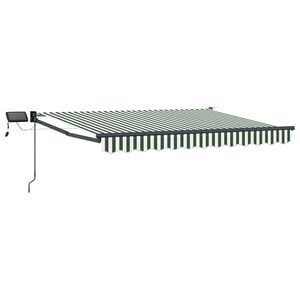 vidaXL Manual Retractable Awning with LEDs Green and White 3 x 2.5 m