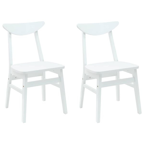 vidaXL Dining Chairs 2 pcs White 42 x 47.5 x 81 cm Solid Rubber Wood