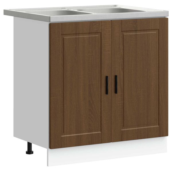 vidaXL Sink Base Cabinet with Door Porto 2 pcs Brown 80 x 46 x 84.5 cm