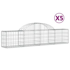 vidaXL Arched Gabion Baskets 5 pcs 200x30x40/60 cm Galvanised Iron