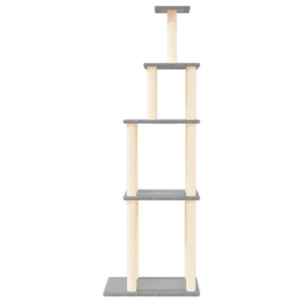 vidaXL Cat Tree with Sisal Scratching Posts Light Grey 183 cm