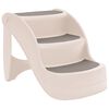 vidaXL Dog Stair | Cream | Plastic | 3-Step | Foldable | Dog Stair | Rectangular