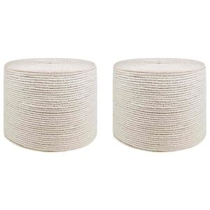 vidaXL Jute Twine 2 pcs 2 White 100% Tossa jute