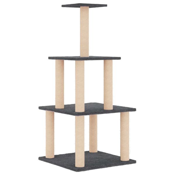 vidaXL Cat Tree with Sisal Scratching Posts Dark Grey 111 cm