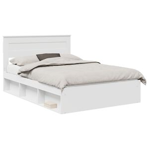 vidaXL Bed Frame with Headboard White 150 x 200 cm Solid Pine Wood