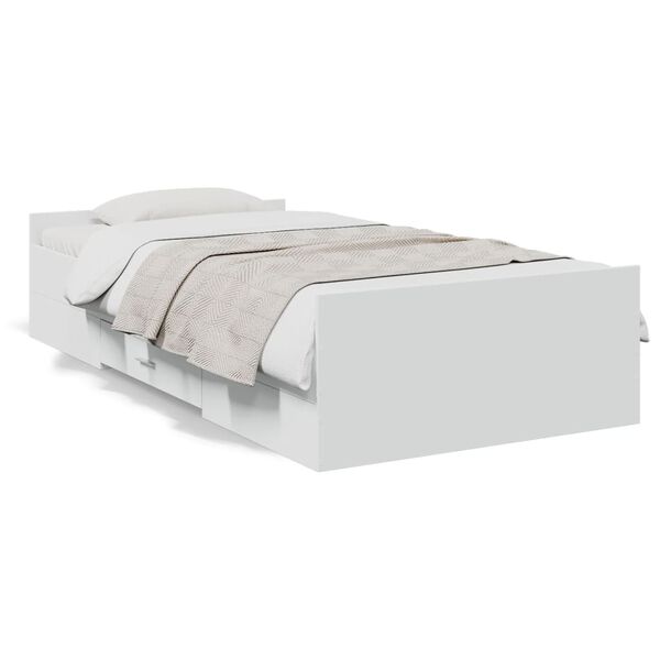 vidaXL Bed Frame with Drawers without Mattress White 90x190 cm Single