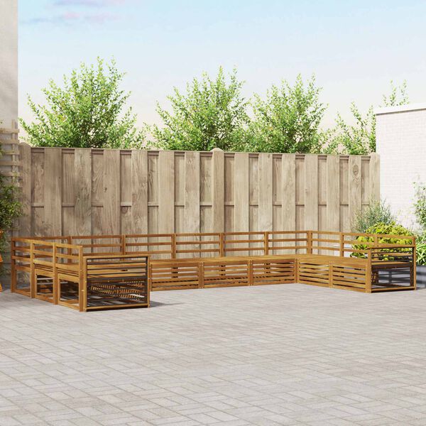 vidaXL Sofa Sets 10 pcs Natural Solid Acacia Wood