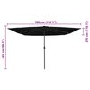 vidaXL Garden Parasol Black 295 x 295 x 245 cm Polyester and Steel