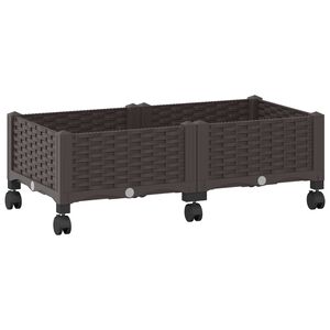 vidaXL Garden Planter with Wheels Brown 80 x 40 x 29 cm PP
