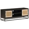 vidaXL TV Cabinet Black 110x30x40 cm Solid Wood Mango and Iron