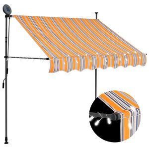 vidaXL Manual Retractable Awning with LED 150 cm Yellow and Blue