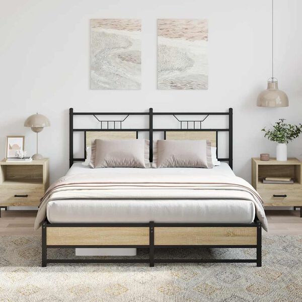 vidaXL Bed Frame without Mattress Sonoma Oak 137x190 cm Engineered Wood