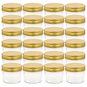 vidaXL Glass Jam Jars with Gold Lids 24 pcs 110 ml