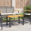 vidaXL Garden Table Black 70x38x42 cm Poly Rattan Acacia Wood