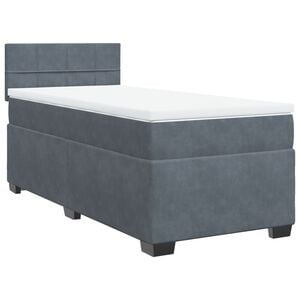 vidaXL Box Spring Bed with Mattress Dark Grey 90x200 cm Velvet