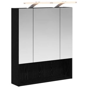 vidaXL Bathroom Mirror Cabinet with Shelf Black Oak 60 x 14.5 x 70 cm